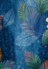 Serafina Collection Metallic Leaf Print Scarf, Blue