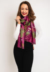 Serafina Collection Metallic Leaf Print Scarf, Fuchsia