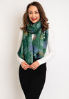 Serafina Collection Metallic Leaf Print Scarf, Green
