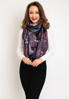 Serafina Collection Metallic Leaf Print Scarf, Purple