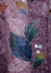 Serafina Collection Metallic Leaf Print Scarf, Purple