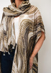 Malissa J Abstract Stripe Print Beach Cover Up & Scarf Set, Brown Multi