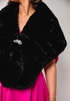 Serafina Collection One Size Faux Fur Shawl, Black