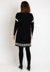 Serafina Collection Greek Print Mini Jumper Dress, Black & Beige
