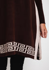 Serafina Collection Greek Print Mini Jumper Dress, Coffee & Beige