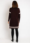 Serafina Collection Greek Print Mini Jumper Dress, Coffee & Beige