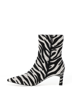 Zen Collection Zebra Heeled Sock Boots, White