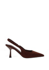 Zen Collection Sling Back Kitten Heeled Shoe, Brown