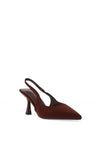 Zen Collection Sling Back Kitten Heeled Shoe, Brown