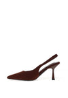 Zen Collection Sling Back Kitten Heeled Shoe, Brown