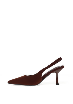 Zen Collection Sling Back Kitten Heeled Shoe, Brown