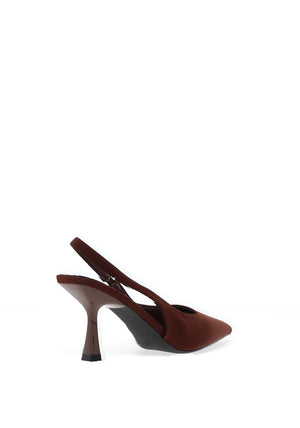 Zen Collection Sling Back Kitten Heeled Shoe, Brown