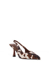 Zen Collection Cow Print Sling Back Heeled Shoe, Brown