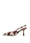 Zen Collection Cow Print Sling Back Heeled Shoe, Brown