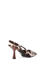 Zen Collection Cow Print Sling Back Heeled Shoe, Brown