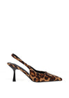 Zen Collection Leopard Print Sling Back Heeled Shoe, Tan