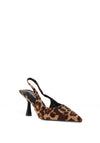 Zen Collection Leopard Print Sling Back Heeled Shoe, Tan