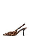 Zen Collection Leopard Print Sling Back Heeled Shoe, Tan