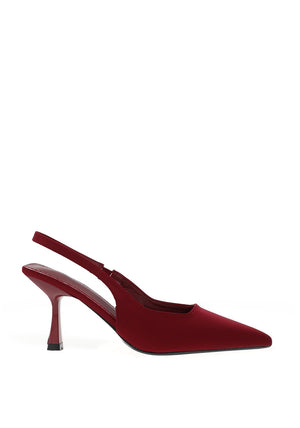 Zen Collection Sling Back Kitten Heeled Shoe, Wine