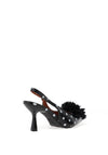 Zen Collection Sling Polka Dot Pom Pom Heeled Shoe, Black