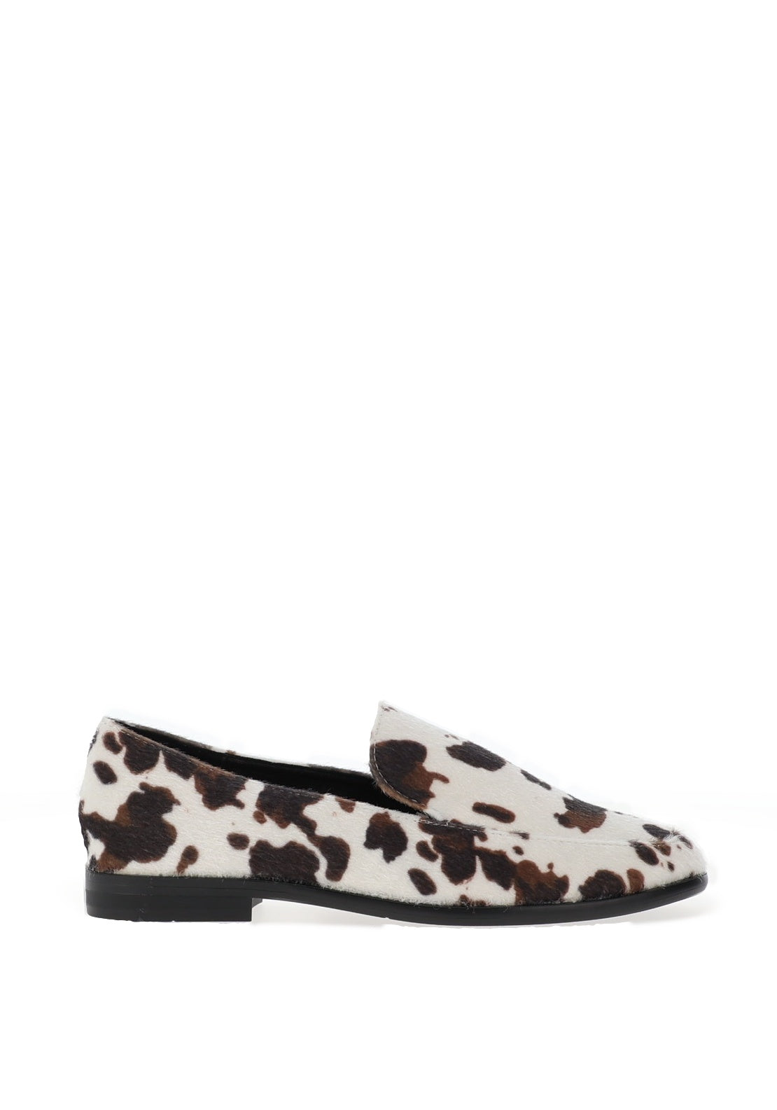Zen Collection Cow Print Slip On Loafers, White - McElhinneys