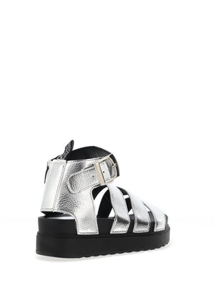 Zen Collection Gladiator Buckle Sandals, Silver
