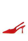 Zen Collection Satin Sling Back Heeled Shoes, Red