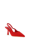 Zen Collection Satin Sling Back Heeled Shoes, Red