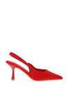 Zen Collection Satin Sling Back Heeled Shoes, Red