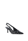 Zen Collection Sling Back Studded Kitten Heeled Shoes, Black