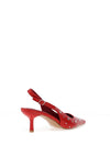 Zen Collection Sling Back Studded Kitten Heeled Shoes, Red