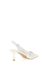 Zen Collection Sling Back Studded Kitten Heeled Shoes, White