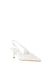Zen Collection Sling Back Studded Kitten Heeled Shoes, White