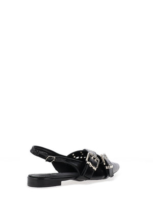 Zen Collection Criss Cross Buckle Ballet Pumps, Black