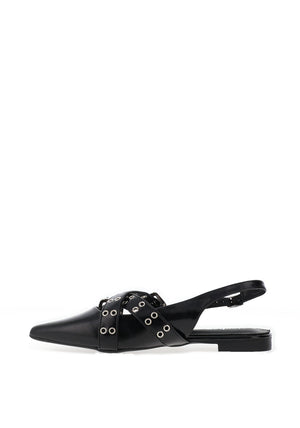 Zen Collection Criss Cross Buckle Ballet Pumps, Black
