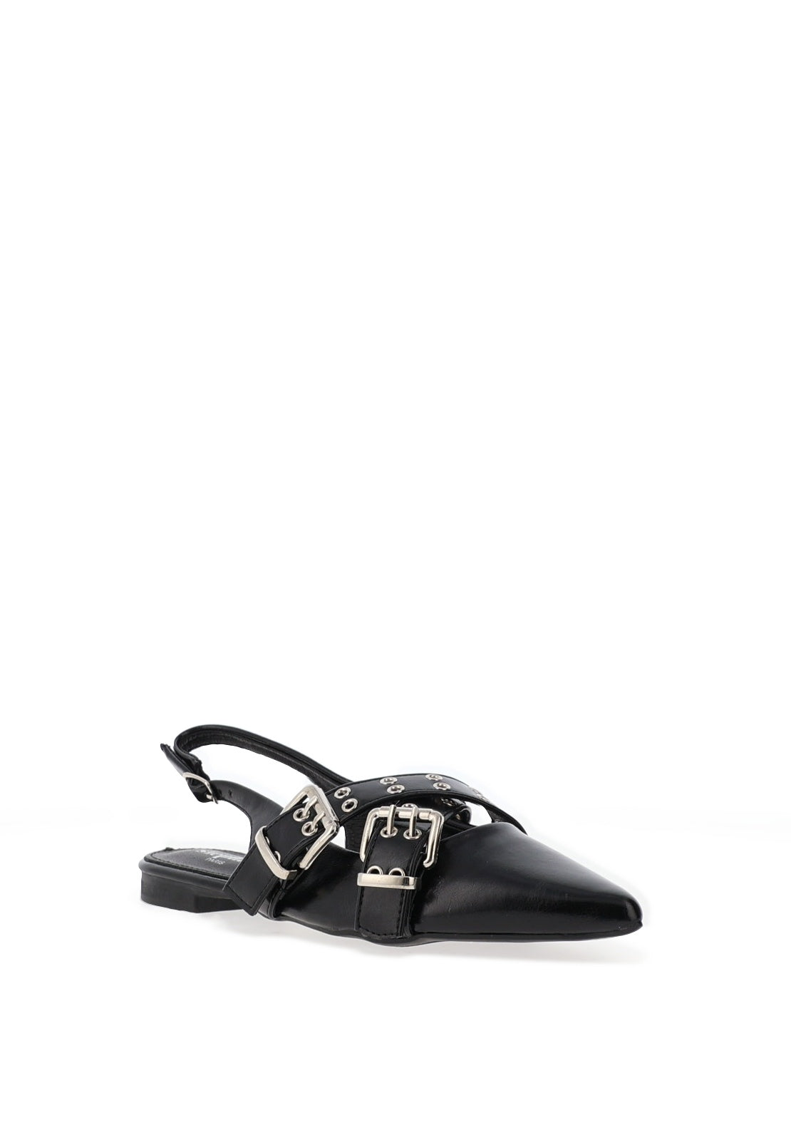 Zen Collection Criss Cross Buckle Ballet Pumps, Black