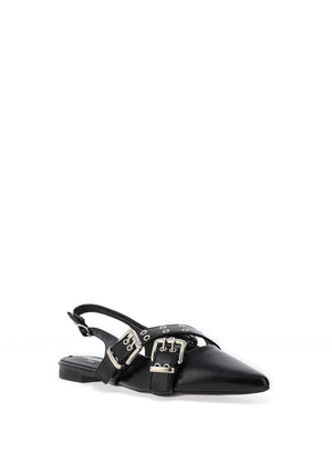 Zen Collection Criss Cross Buckle Ballet Pumps, Black