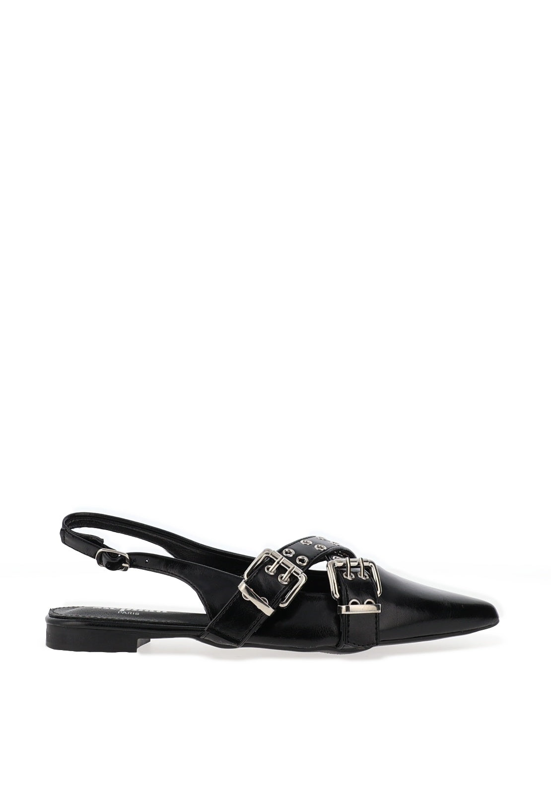 Zen Collection Criss Cross Buckle Ballet Pumps, Black