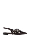 Zen Collection Criss Cross Buckle Ballet Pumps, Dark Coffee