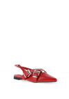 Zen Collection Criss Cross Buckle Ballet Pumps, Red