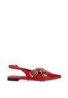 Zen Collection Criss Cross Buckle Ballet Pumps, Red