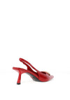 Zen Collection Sling Back Brooch Detailed Kitten Heeled Shoes, Red