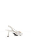 Zen Collection Sling Back Brooch Detailed Kitten Heeled Shoes, White