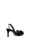 Zen Collection Diamante Bow Sling Back Heeled Shoes, Black