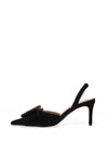 Zen Collection Diamante Bow Sling Back Heeled Shoes, Black