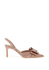 Zen Collection Diamante Bow Sling Back Heeled Shoes, Champagne