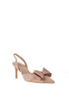 Zen Collection Diamante Bow Sling Back Heeled Shoes, Champagne