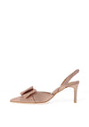 Zen Collection Diamante Bow Sling Back Heeled Shoes, Champagne