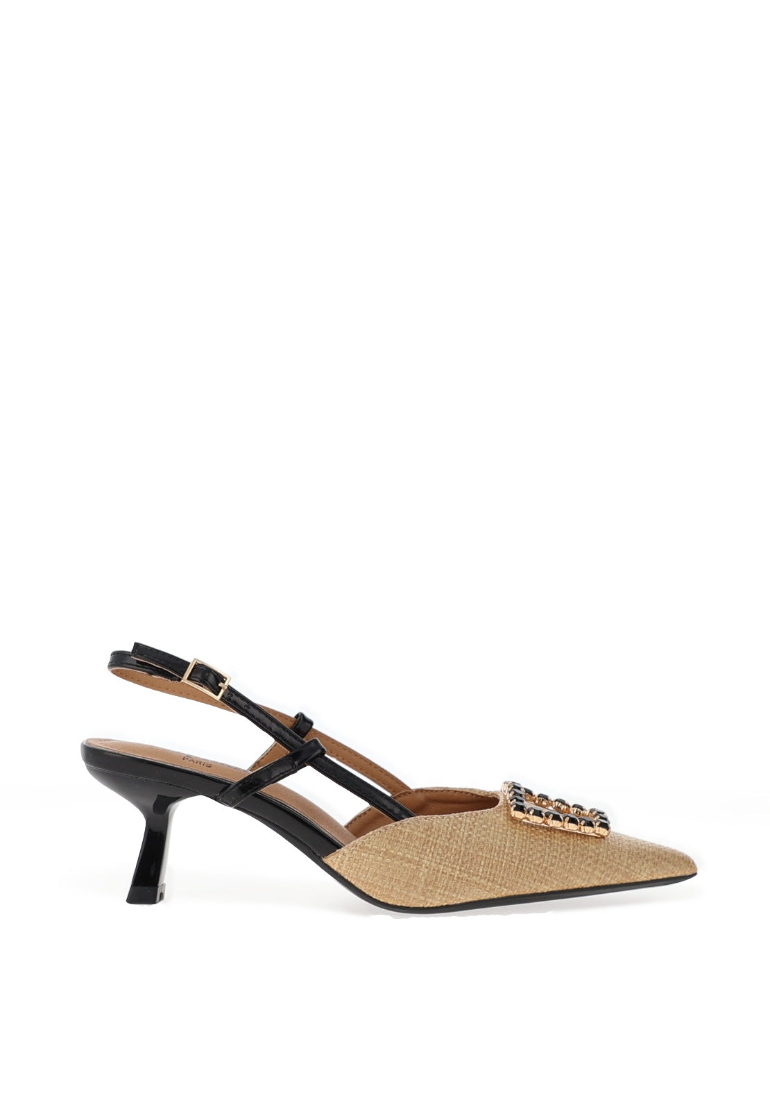 Zen Collection Woven Kitten Heeled Shoes, Black