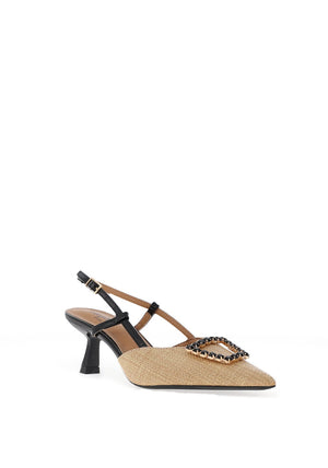 Zen Collection Woven Kitten Heeled Shoes, Black